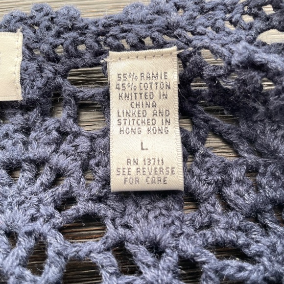 AMANDA SMITH Women’s Size Large Vintage Navy Blue Crochet Cardigan Sweater - Picture 5 of 7